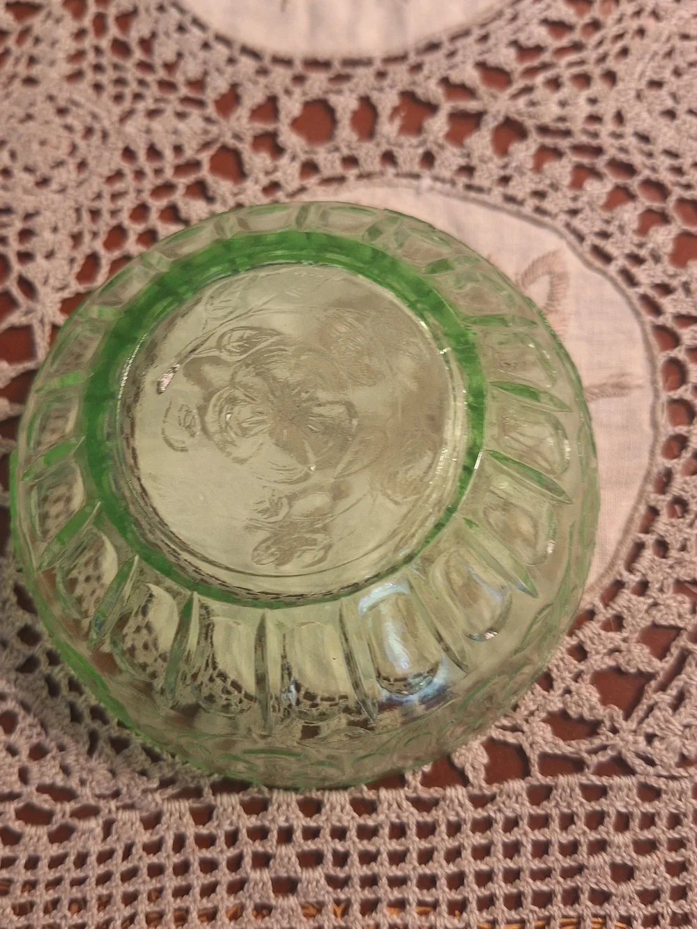 Hazel Atlas Uranium Green Glass Decorative Serving Bowl
